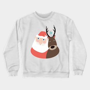 Santa Claus with his faithful reindeer Crewneck Sweatshirt